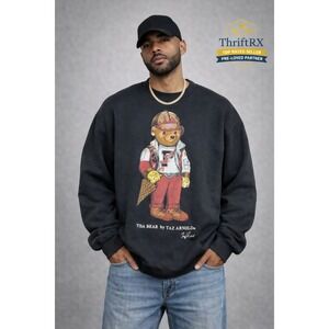 Tisa‎ Sweater Mens Medium Black Tisa Bear Taz Arnold Sweatshirt Streetwear VTG